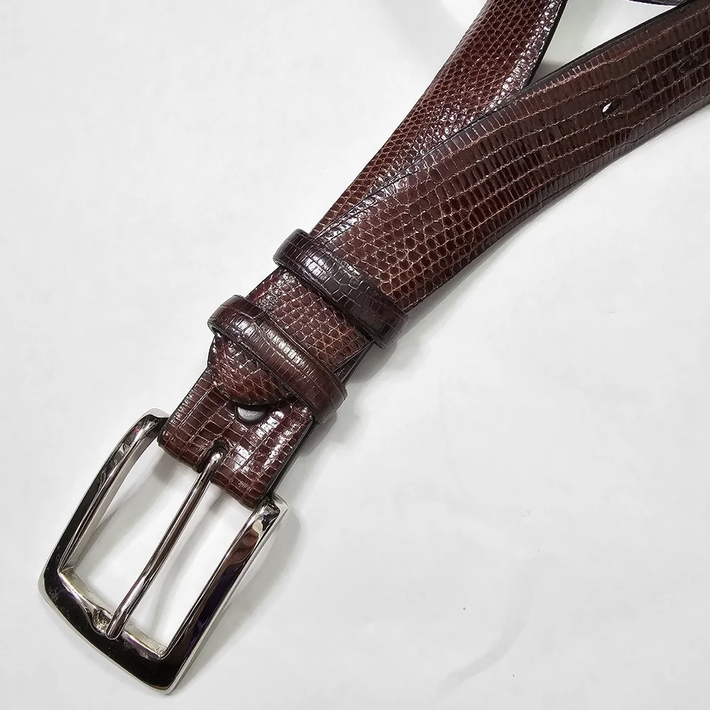 Torino Elite Men's Brown Lizard Textured Belt Size 38